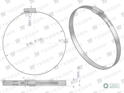Opaska zaciskowa wzmocniona 90-110 ślimakowa (obejma W2 - stal nierdzewna) szerkość 12mm TEGER ( sprzedawane po 10 ) Opaska zaciskowa wzmocniona 90-110 ślimakowa (obejma W2 - stal nierdzewna) szerkość 12mm TEGER ( sprzedawane po 10 )