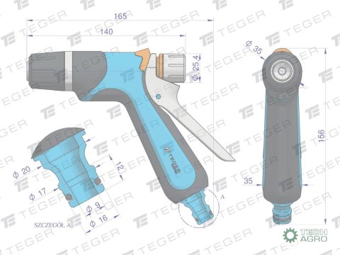 Pistolet natryskowy regulowany tylny spust /TEGER Pistolet natryskowy regulowany tylny spust /TEGER