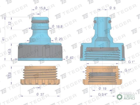 Przyłącze do kranu 3/4" & 1" TEGER Przyłącze do kranu 3/4" & 1" TEGER