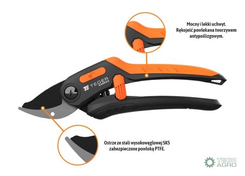 Sekator nożycowy - jednoręczny / TEGER Sekator nożycowy - jednoręczny / TEGER