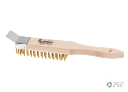 Szczotka druciana do rdzy PREMIUM - drut mosiężny / 4 rzędowa / TEGER