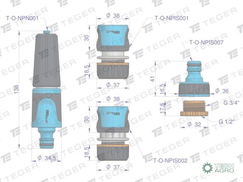 Zestaw ogrodowy 1/2" (wąż 20m. zestaw natryskowy. pistolet. wózek na wąż) / TEGER Zestaw ogrodowy 1/2" (wąż 20m. zestaw natryskowy. pistolet. wózek na wąż) / TEGER