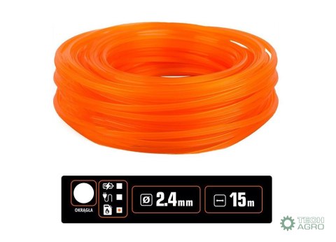 Żyłka tnąca do podkaszarek / Okrągła / 2.4 mm / 15 m / TEGER Żyłka tnąca do podkaszarek / Okrągła / 2.4 mm / 15 m / TEGER