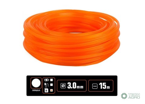Żyłka tnąca do podkaszarek / Okrągła / 3.0 mm / 15 m / TEGER Żyłka tnąca do podkaszarek / Okrągła / 3.0 mm / 15 m / TEGER