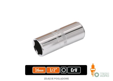 Klucz nasadowy 1/2" sześciokątny 16 mm - do świec / TEGER Klucz nasadowy 1/2" sześciokątny 16 mm - do świec / TEGER