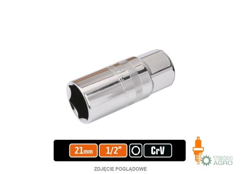 Klucz nasadowy 1/2" sześciokątny 21 mm - do świec / TEGER Klucz nasadowy 1/2" sześciokątny 21 mm - do świec / TEGER