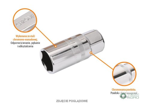 Klucz nasadowy 1/2" sześciokątny 21 mm - do świec / TEGER Klucz nasadowy 1/2" sześciokątny 21 mm - do świec / TEGER