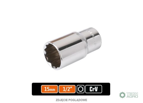 Klucz nasadowy 1/2" sześciokątny długi 15 mm / TEGER Klucz nasadowy 1/2" sześciokątny długi 15 mm / TEGER