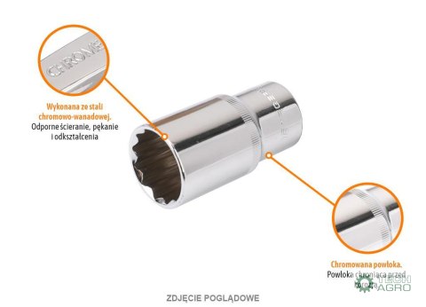 Klucz nasadowy 1/2" sześciokątny długi 15 mm / TEGER Klucz nasadowy 1/2" sześciokątny długi 15 mm / TEGER