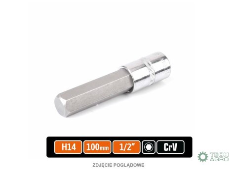 Klucz nasadowy 1/2" z bitem HEX 100 mm/H14 / TEGER Klucz nasadowy 1/2" z bitem HEX 100 mm/H14 / TEGER