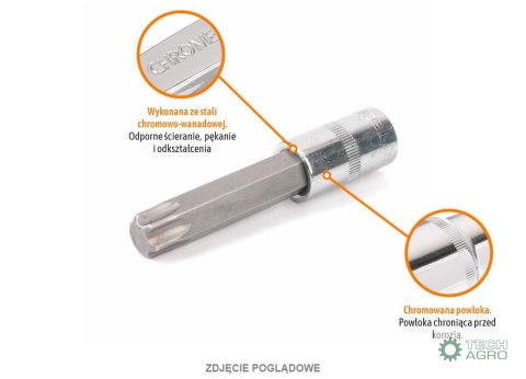 Klucz nasadowy 1/2" z bitem TORX 100 mm/T27 / TEGER Klucz nasadowy 1/2" z bitem TORX 100 mm/T27 / TEGER