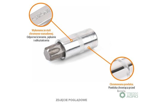 Klucz nasadowy 1/2" z bitem TORX 55 mm/T20 / TEGER Klucz nasadowy 1/2" z bitem TORX 55 mm/T20 / TEGER