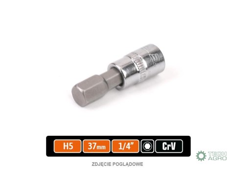Klucz nasadowy 1/4" z bitem HEX 37 mm/H5 /TEGER Klucz nasadowy 1/4" z bitem HEX 37 mm/H5 /TEGER