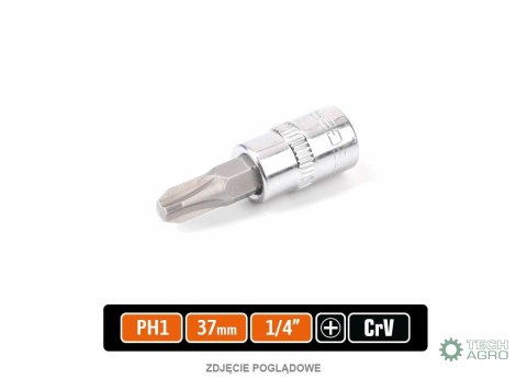 Klucz nasadowy 1/4" z bitem PH 37 mm/PH1 / TEGER Klucz nasadowy 1/4" z bitem PH 37 mm/PH1 / TEGER