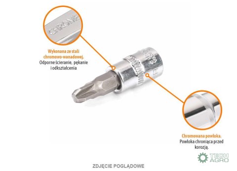 Klucz nasadowy 1/4" z bitem PZ 37 mm/PZ3 / TEGER Klucz nasadowy 1/4" z bitem PZ 37 mm/PZ3 / TEGER