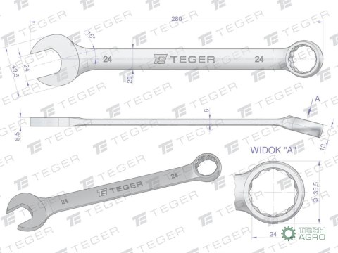 Klucz płasko-oczkowy 24 mm / TEGER Klucz płasko-oczkowy 24 mm / TEGER