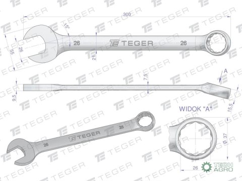 Klucz płasko-oczkowy 26 mm / TEGER Klucz płasko-oczkowy 26 mm / TEGER