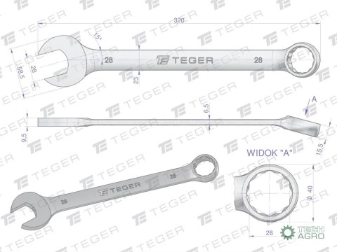 Klucz płasko-oczkowy 28 mm / TEGER Klucz płasko-oczkowy 28 mm / TEGER