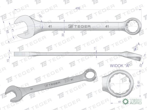 Klucz płasko-oczkowy 41 mm / TEGER Klucz płasko-oczkowy 41 mm / TEGER