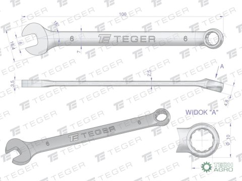 Klucz płasko-oczkowy 6 mm / TEGER Klucz płasko-oczkowy 6 mm / TEGER