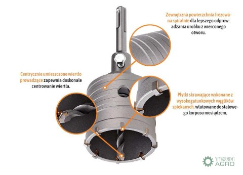 Wiertło do betonu koronowe - uchwyt SDS PLUS mm / 65 mm / TEGER Wiertło do betonu koronowe - uchwyt SDS PLUS mm / 65 mm / TEGER